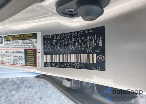 2017 Toyota Camry Se из США, поврежденный, VIN 4T1BF1FKXHU733193